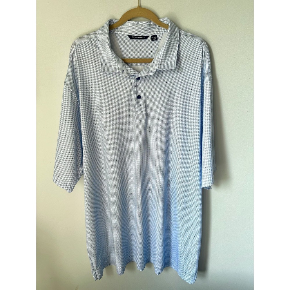Cutter & Buck 2XT Mens Polo Shirt Golf Light Blue Short Sleeve Collared Stretch